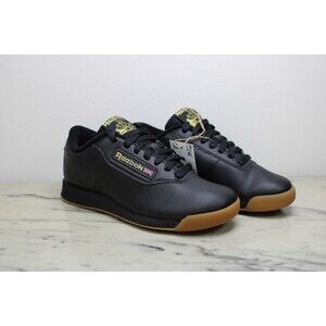 Reebok Princess Sneakers Women's (US 5) Black Leather Lifestyle Shoes NEW-BS8457